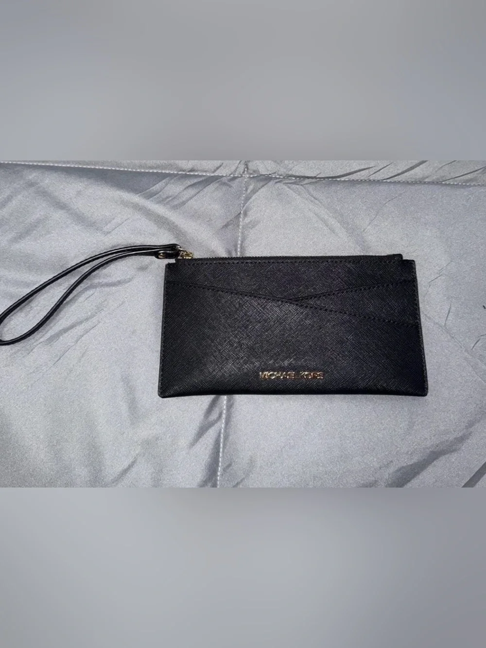 Michael Kors Black Wristlet Cardholder with Gold Logo